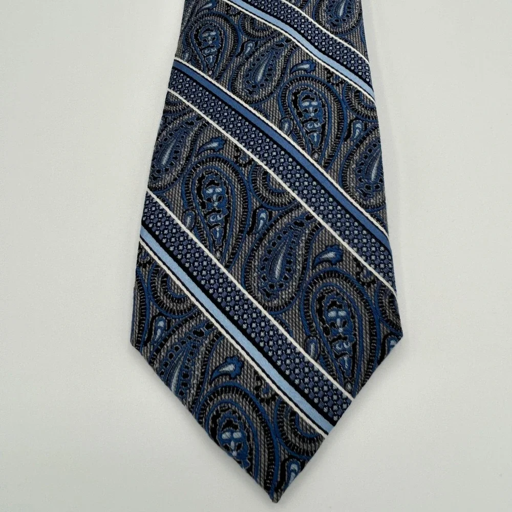 Pronto Uomo Necktie Platinum Mens OS Blue Silk Classic Professional